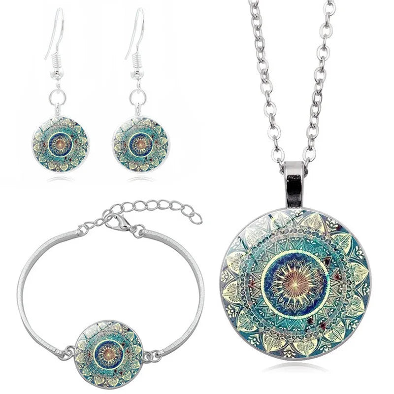 Mandala Art Earrings Necklace and bracelet