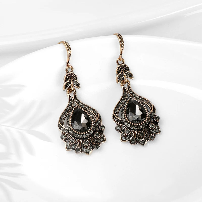 Antique Gold Crystal Earrings