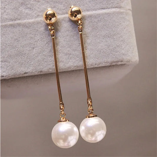 Long Tassel Pearl Drop Earrings