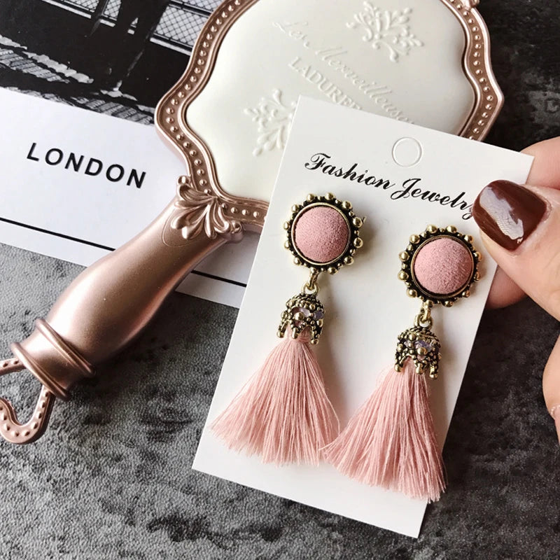 Vintage Velvet Tassel Earrings