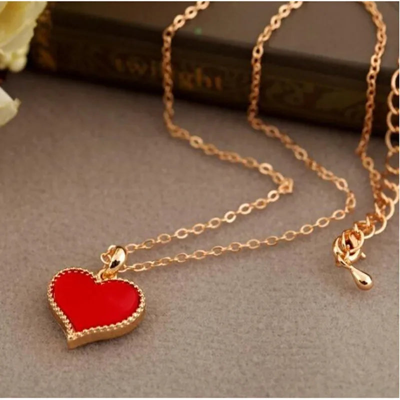 Serena Red Heart With Love Pendant Necklace