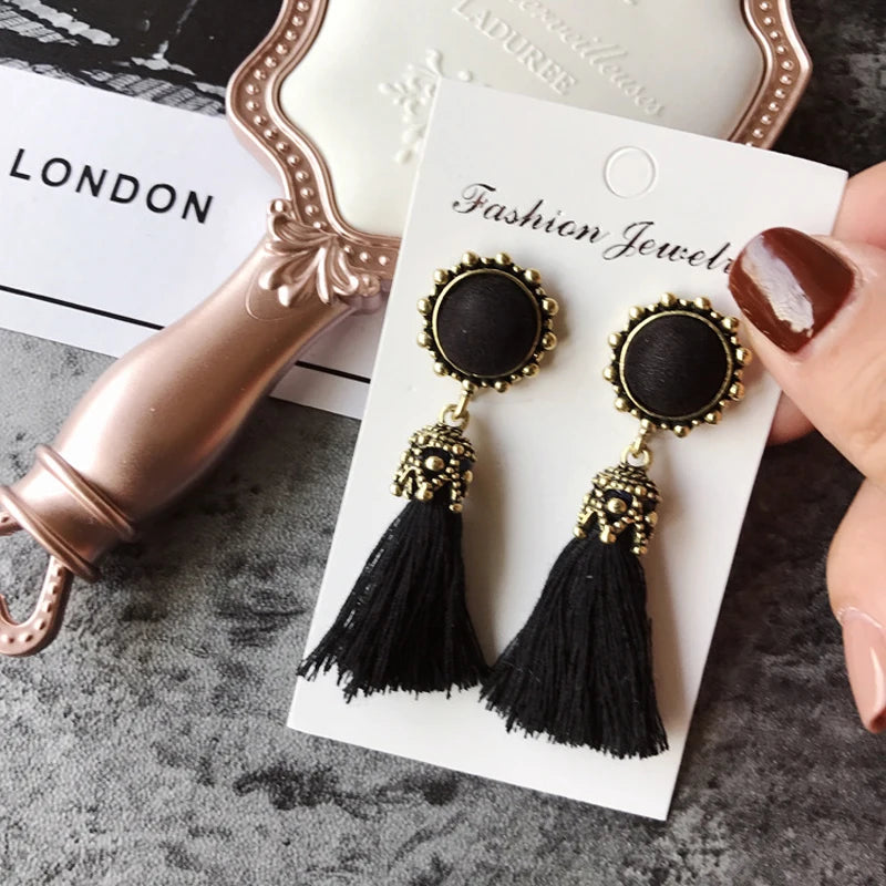 Vintage Velvet Tassel Earrings