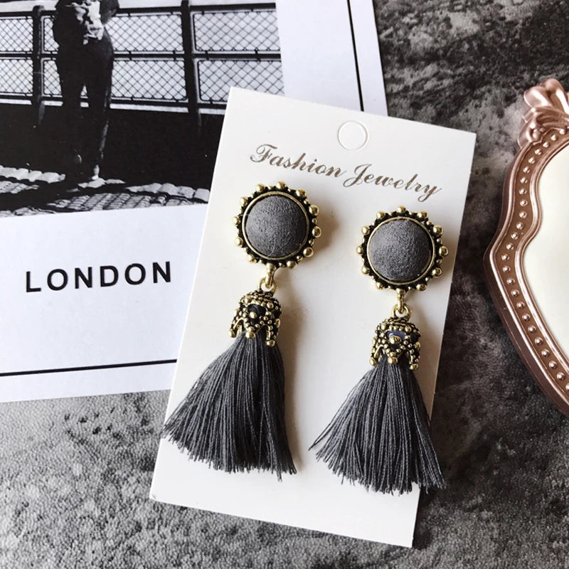 Vintage Velvet Tassel Earrings