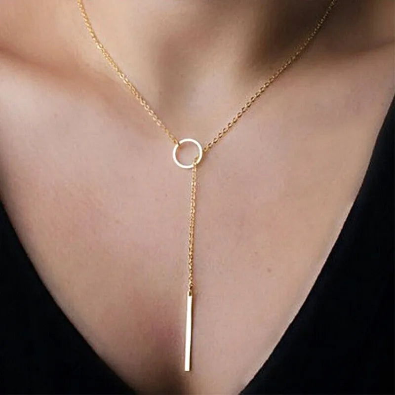 Minimalist Unique Round Circle Bar Pendant