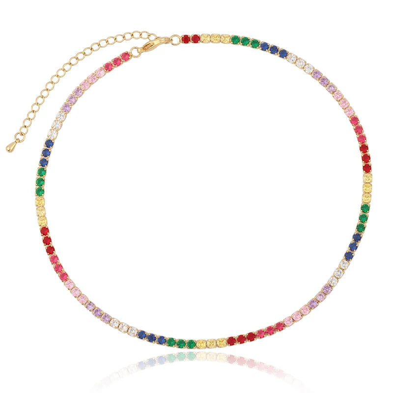 Short Sparking Rainbow Tennis Chain