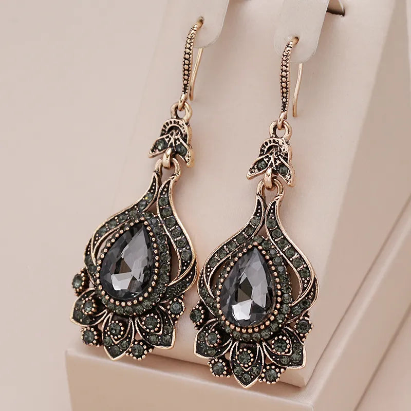 Antique Gold Crystal Earrings