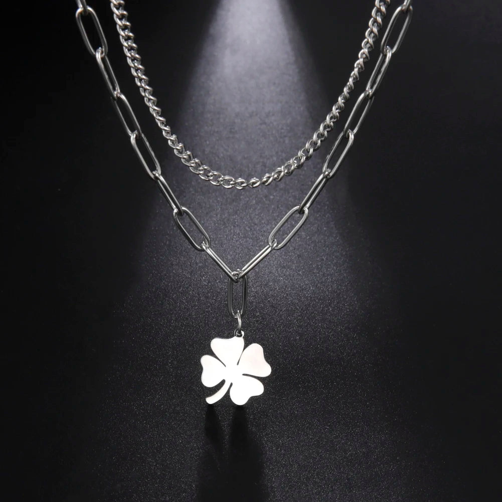 Lucky Double Layer Flower Necklace