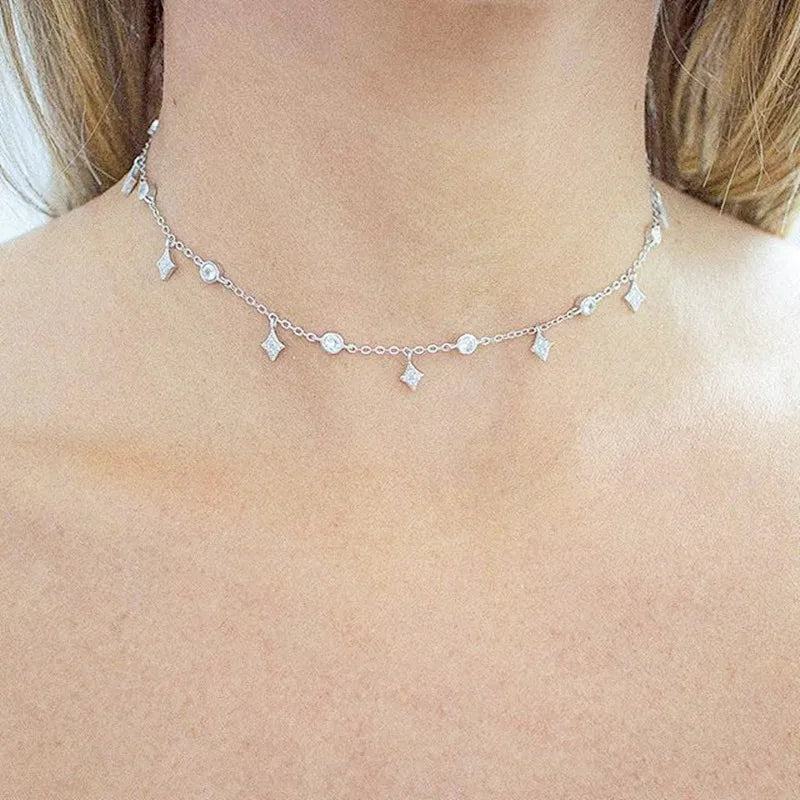 Dangle Star Drop Choker Necklaces