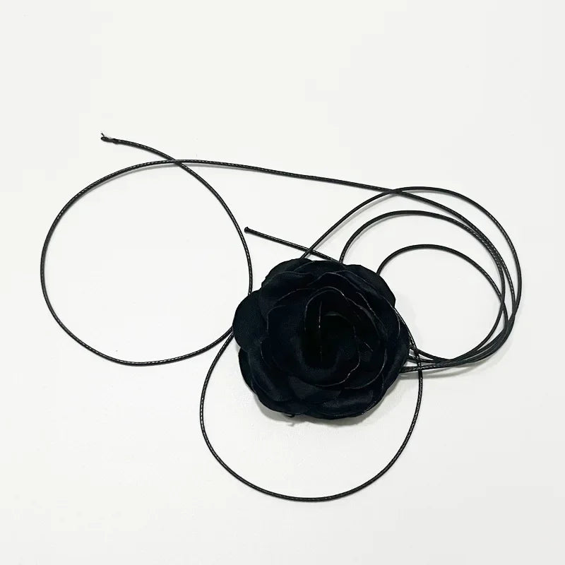 Handmade Fabric Camellia Flower Lace Necklace