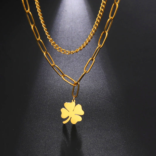 Lucky Double Layer Flower Necklace