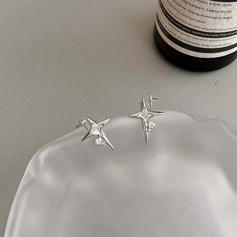 Cross Star Zircon Stud Earrings