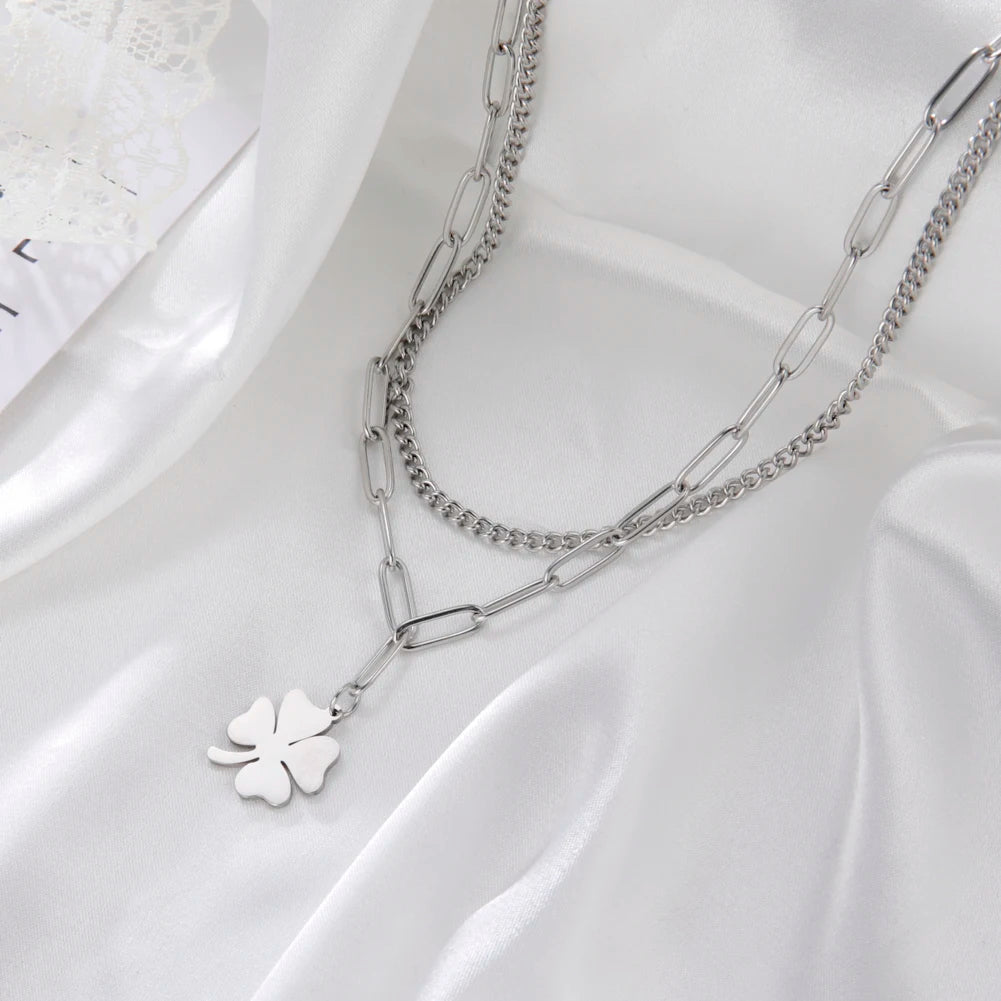 Lucky Double Layer Flower Necklace