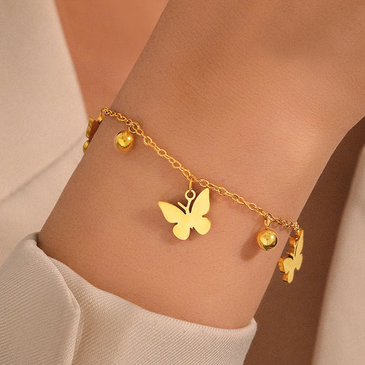 Minimalist Butterfly Bead Chain Bracelet