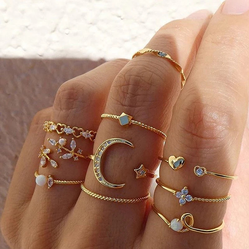 Bohemian Moon Star Rings