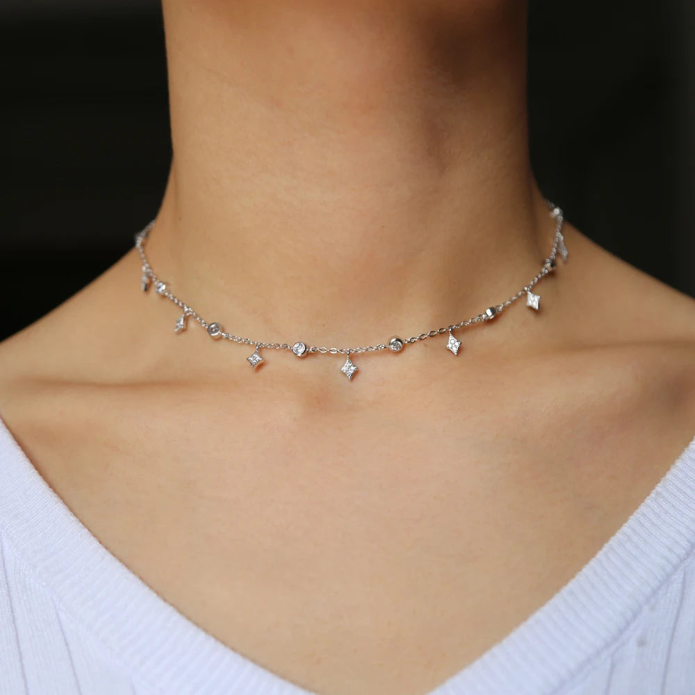 Dangle Star Drop Choker Necklaces