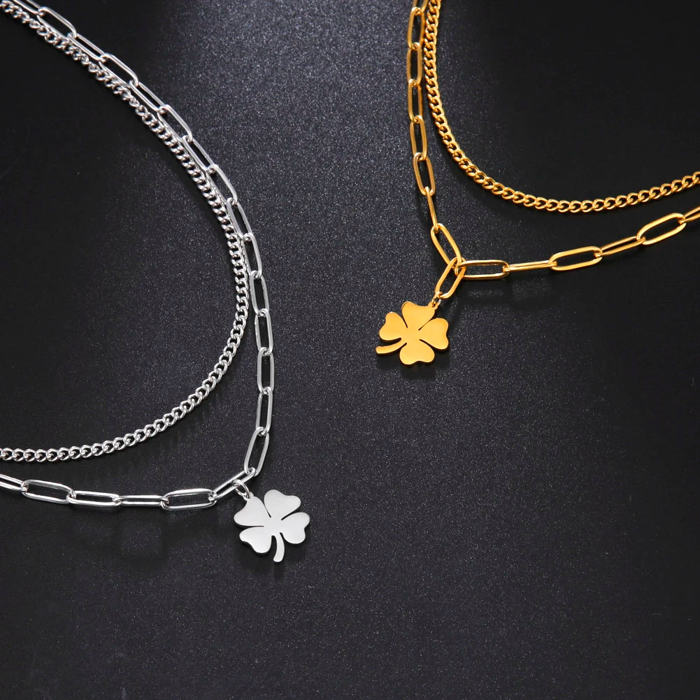 Lucky Double Layer Flower Necklace