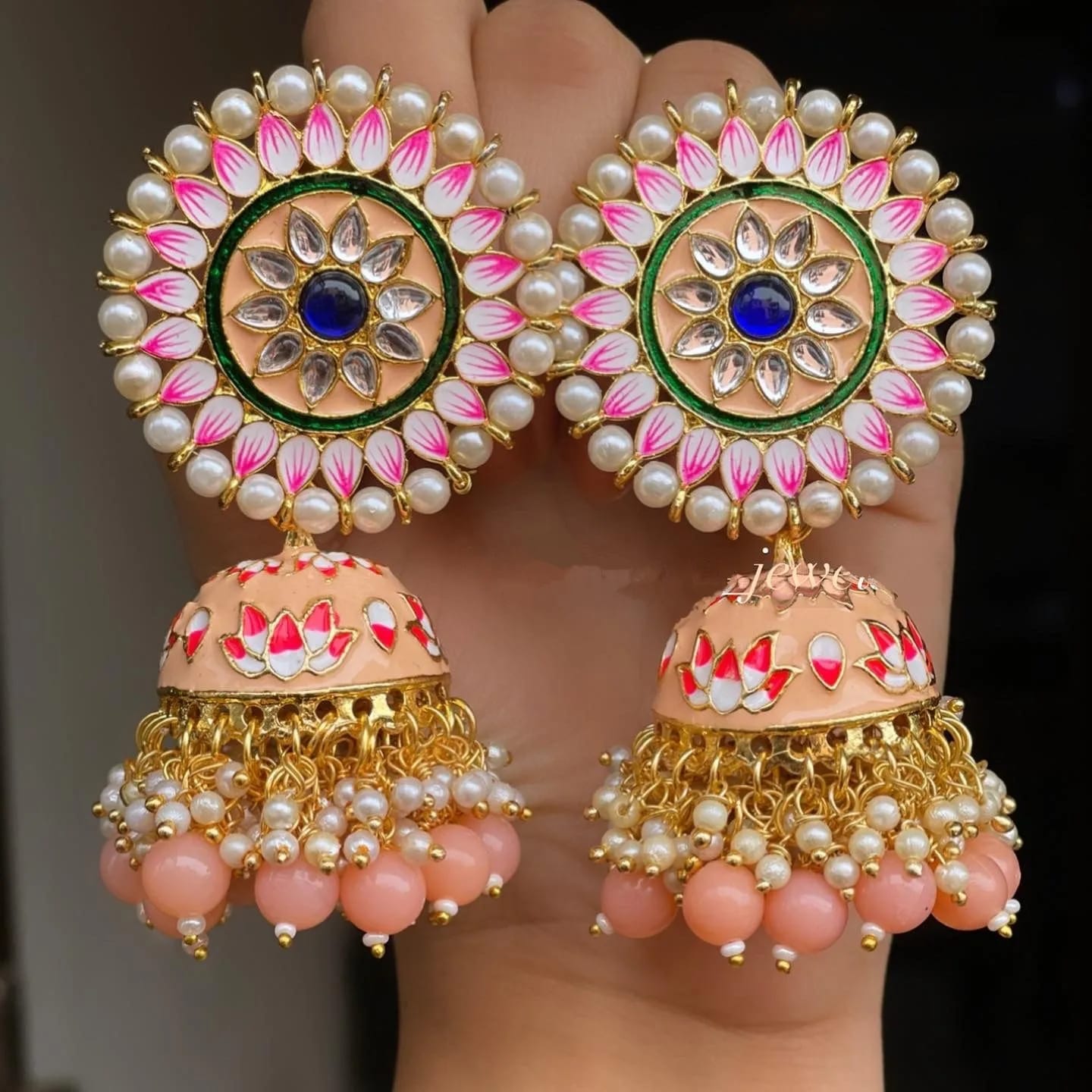 Kundan semi precious beads earrings